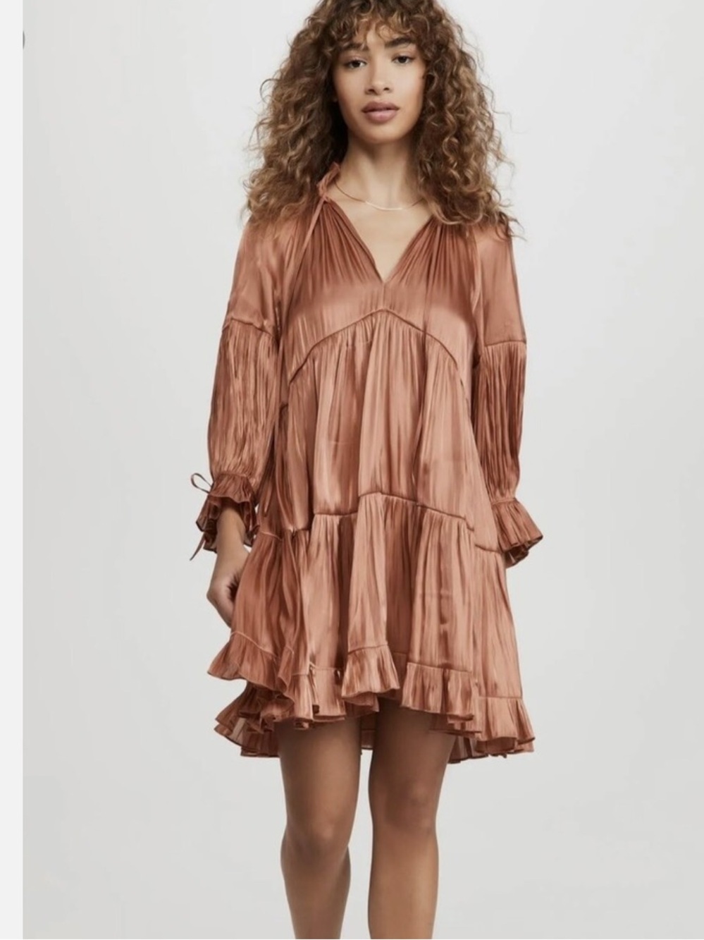 Cinq à Sept Phyllis Peasant Dress Travertine Rose Gold Size 6